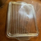 7x10” Vintage Ribbed Glass Cover For Pyrex Refrigerator Dish.