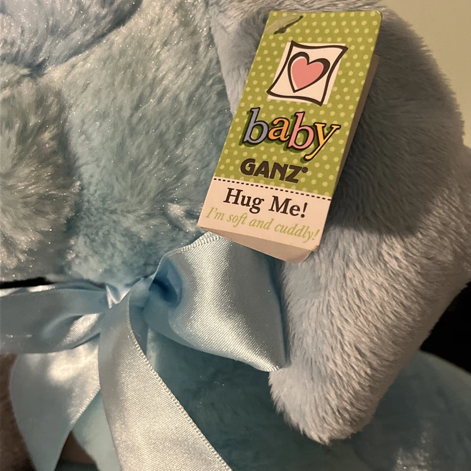 Bebé Ganz Peluche MI PRIMER CACHORRO Perro Azul Satén Cinta Arco Peluche Juguete Foto 2 de 3