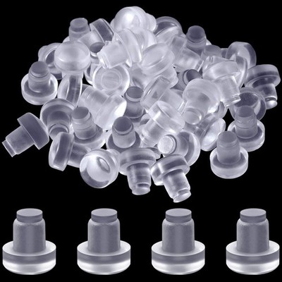 50 Pcs Glass Table Top Bumpers with Stem Clear Rubber Grippers Soft Clear Ant...