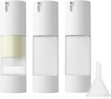 3 Pack 30ml Frosted Airless Pump Bottles Refillable Travel Cosmetic Containers