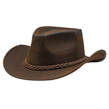Men and Women Brown Genuine Leather Cowboy Western Hat