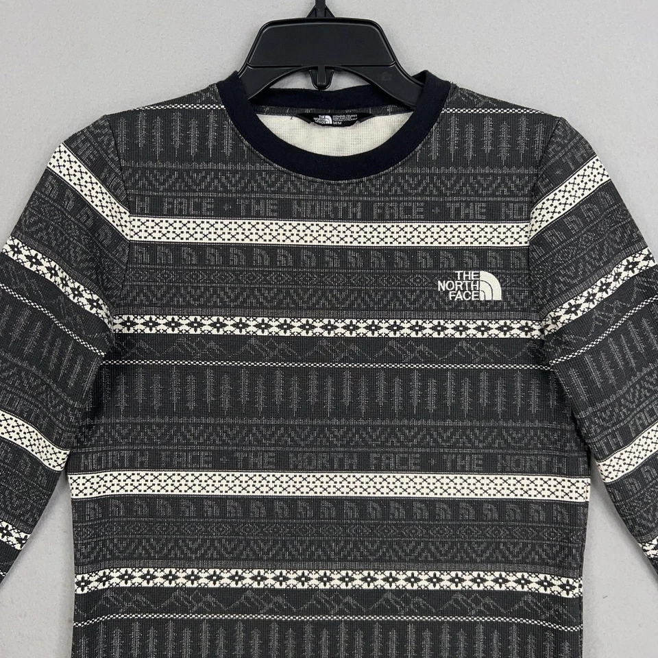 North Face Shirt Women Medium Black Nordic Waffle Base Layer Athletic Holiday - Image 2 of 4