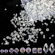 600 Pcs Crystal Glass Beads - 5 Shapes, 3 Sizes Assorted, Faceted Teardrop, Clea