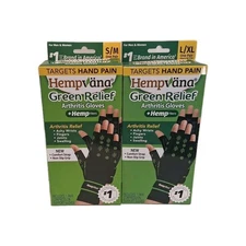 Hempvana Arthritis Gloves for Joint Pain and Swelling Non-Slip L/XL S/M Lot of 2