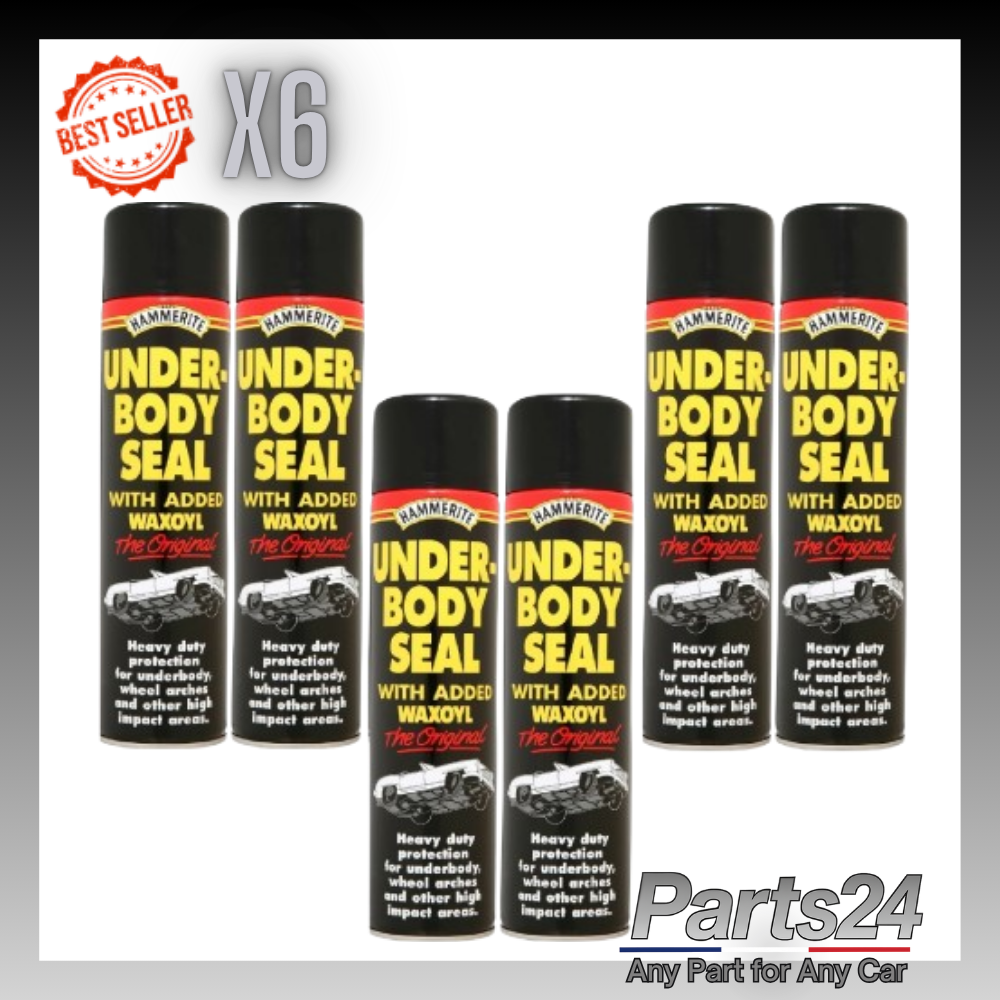 6x Hammerite Underbody Seal With Waxoyl Black Underseal Aerosol Spray 600ml