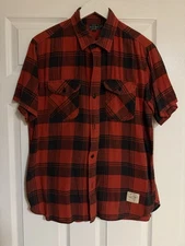 Schott Bros NYC Japan Flannel Short Sleeve Button Down Shirt Size Large