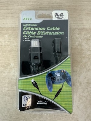 Original Xbox 7' Black/Green Controller Extension Cable Cord - NEW In Package