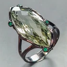 Gemstone 30 ct Natural Green Amethyst Ring 925 Sterling Silver Size 8.5 /R444628