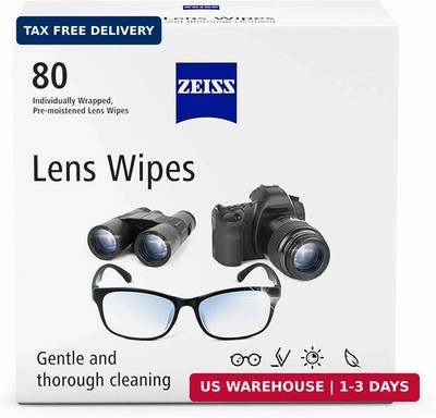 ZEISS Pre-Moistened Lens Cleaning Wipes, 80 Count