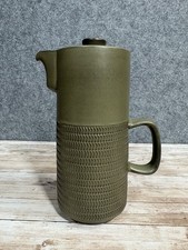 Denby Chevron Large Coffee Pot 1960s Mid Century Vintage Dark Olive Green 