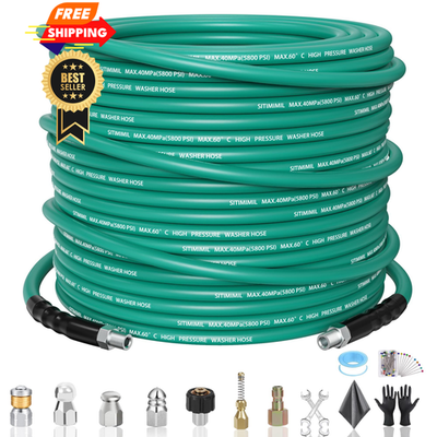 #ad SITIMIMIL 100FT Sewer Jetter Kit for Pressure Washer1 4‘’NPT 100FT Green $107.98