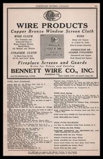 1928 Bennett Wire South Norwalk Connecticut Pequot Brand Screen Cloths Print Ad