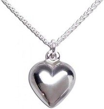 925 Sterling Silver Puff Heart Charm Necklace For Girls Teens Women Jewelry Gift
