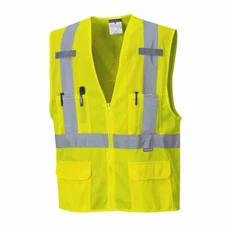 Portwest US370 Atlanta Hi Vis Mesh Safety Vest with Reflective Tape & 6 Pockets