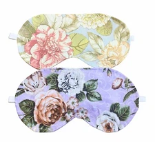 2 Pack Travel Eye Mask Sleep Soft Light Weight Floral Rest Relax Blindfold
