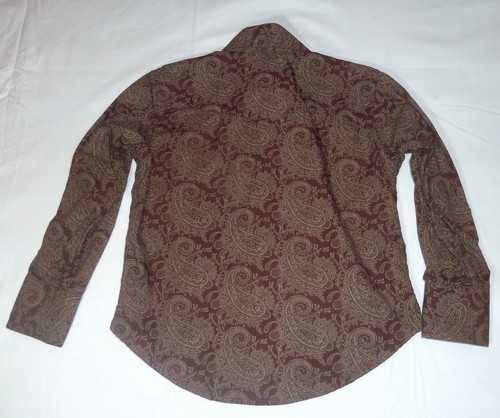 LARRY MAHAN Cowboy Collection Boy's Brown Shirt Long Sleeve Button Down Paisley - Picture 4 of 7