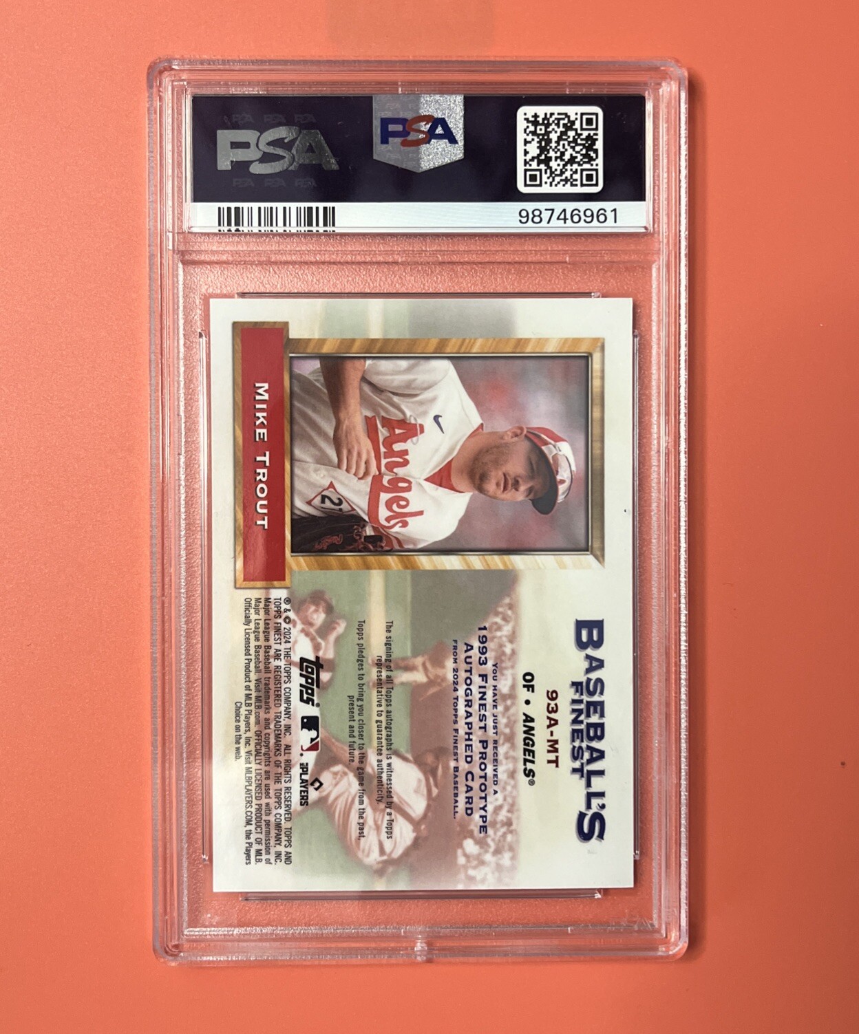 2024 Topps Finest MIKE TROUT Auto Autograph /50 Baseball's Finest SSP PSA 9 view 2
