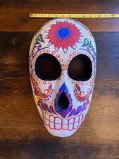 Large Handcarved and Hanpainted Day of The Dead Celebration Mask