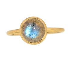18k Gold Vermeil - Natural Labradorite, Madagascar 925 Silver Ring s.6.5 CR72087