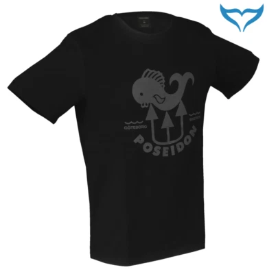 POSEIDON DIVING SYSTEMS Poseidon T-Shirt Fish black S M L XL XXL Fisch Logo grey Herren Damen schwarz Ne