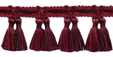 Double Tassel Fringe Trim, Color# VNT28 - Merlot Red [Sold By The Yard]