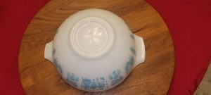 vtg PYREX 444 AMISH Turq On White Replacement For BOWL Nest Set Shipping INCLD