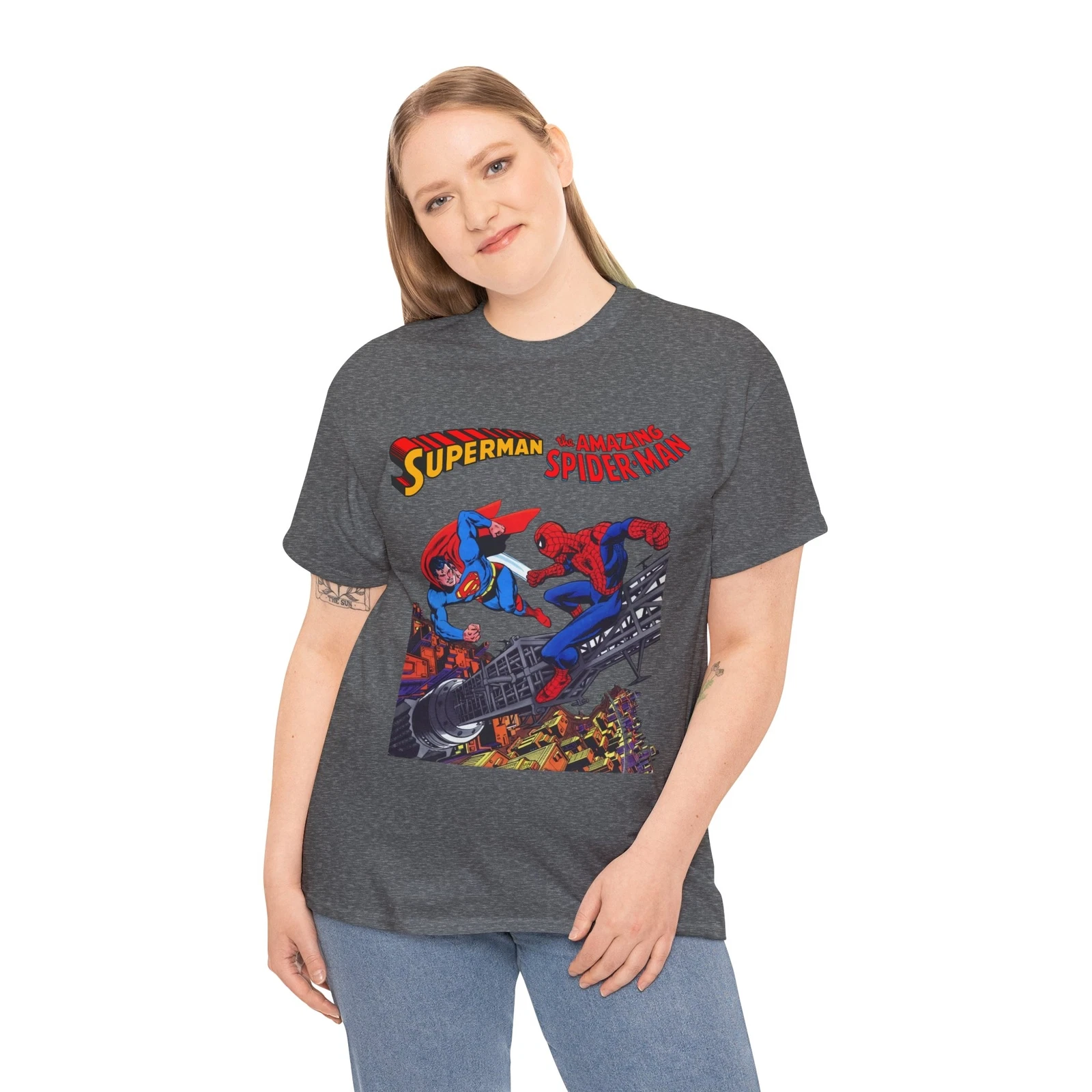Superman & Amazing Spider-Man T-Shirt - DC/Marvel Comics Crossover - 1970s
