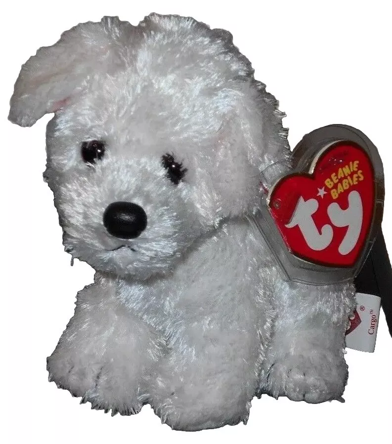 Ty Beanie Baby CARGO the White Dog 6 Inch MINT with MINT TAGS