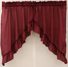 Stacey Solid Light Filtering Cafe Curtain Tier or Valance or Swag MERLOT