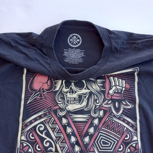 D.O.M King of Spades Playing Cards Skull Black Graphic T-Shirt Size Large - Picture 3 of 4