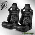 Unverisal Black Pure Series Reclinable PVC Racing Seats W/Slider Left/Right