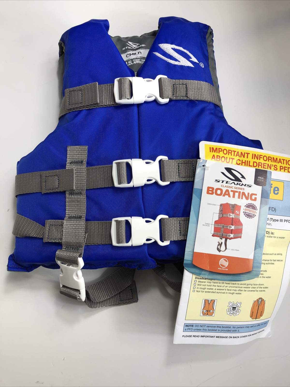 Stearns Child Classic Series Vest, 30 to 50 lbs., Blue