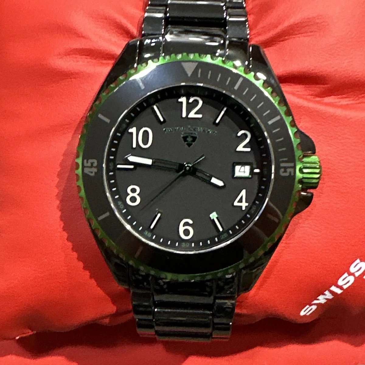 Swiss Legend Luminar Green Mens Watch Ceramic Sapphire Crystal