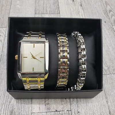 Aldo Mens Watch & Bracelets Japanese Movement Accutime - Needs Battery