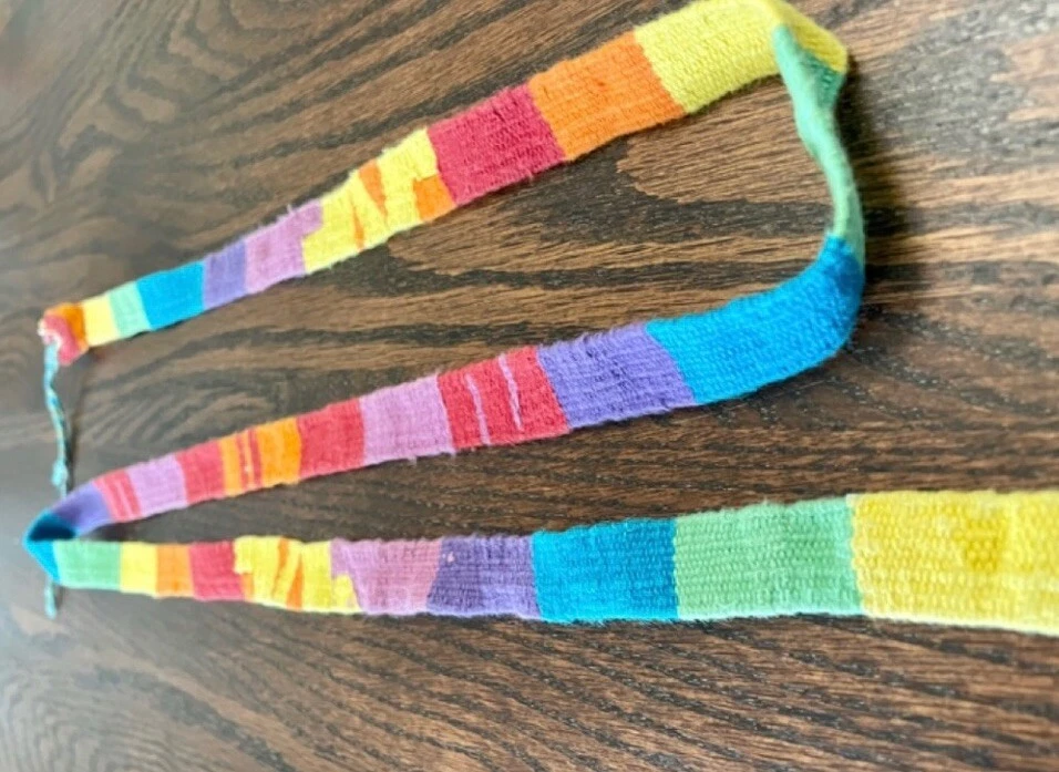 Cinturón arco iris tejido a mano vintage banda faja tribal arte popular guatamalan Foto 2 de 4