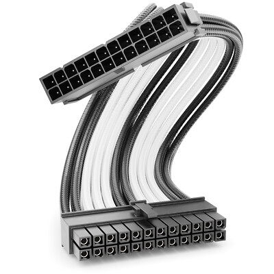 24-Pin ATX Netzteil Kabel Intern 30cm Nylon 18AWG PSU PC Computer Mainboard Weiß