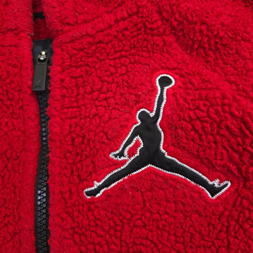 RARE Air Jordan Fleece Jacket Boys Large Red Lining Hidden Solid Logo Polyester - Picture 8 of 16