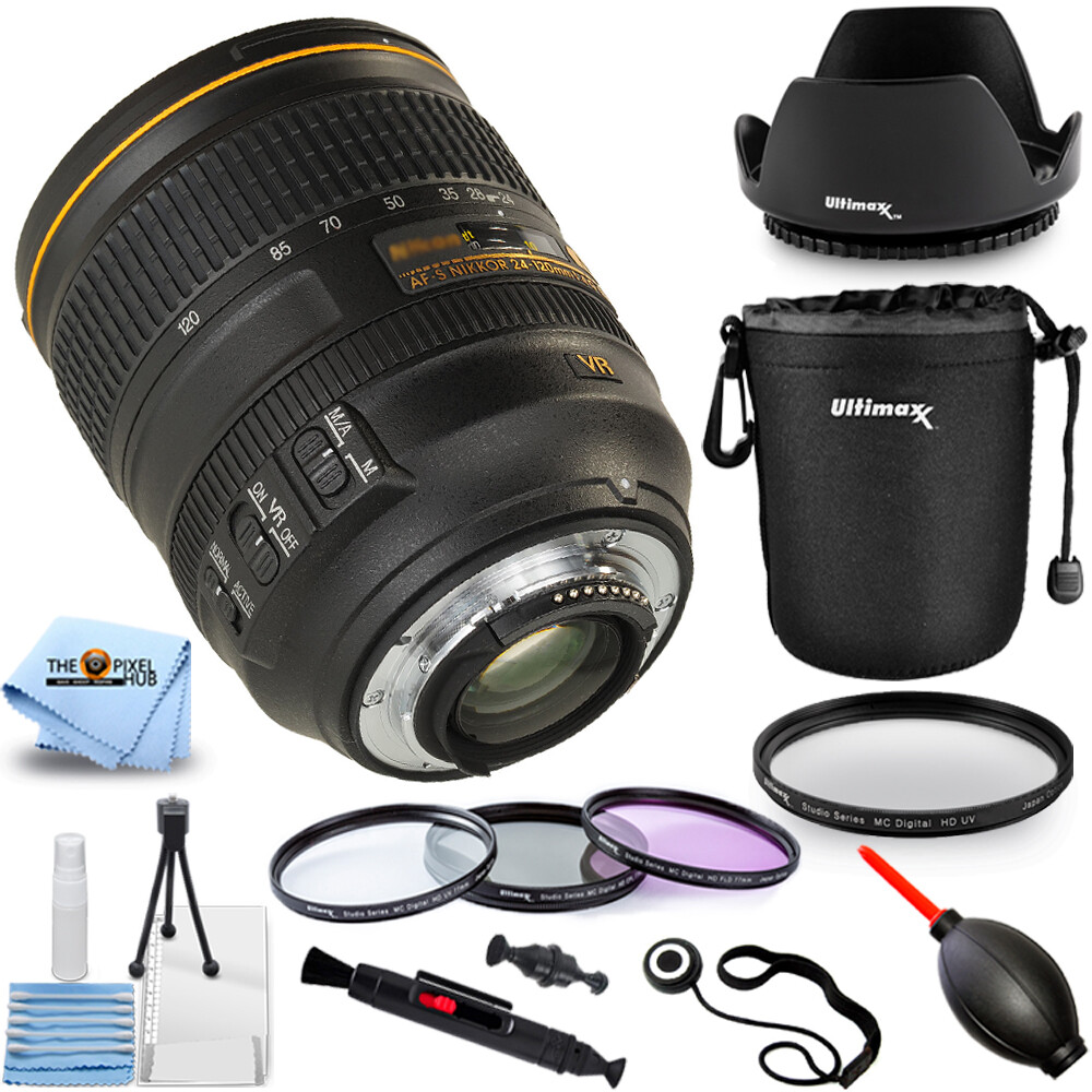 Nikon AF-S NIKKOR 24-120mm f/4G ED VR Lens (Black) 10PC Kit - New 