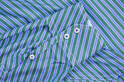 Tommy Hilfiger Green/Blue Diagonal Striped Spread Collar Dress Shirt Sz: Medium - Picture 5 of 7