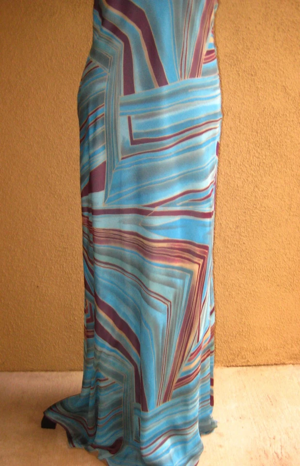 Винтажный ABS вечер Allen Schwartz шелк бирюза империя без бретелек с подкладкой платье 10 - Изображение 4 из 4