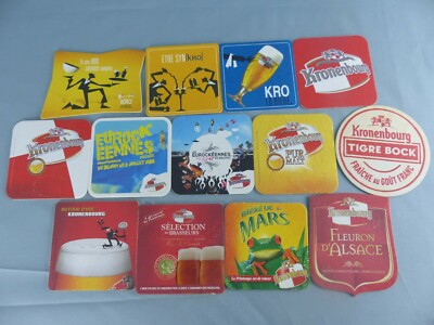 Lot of 13 different KRONENBOURG coaster bierviltje Bierdeckel F49 SOUS BOCK