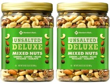 2 Packs Member's Mark Unsalted Deluxe Mixed Nuts 34 oz Each Pack