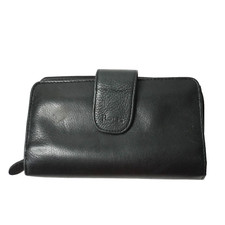 VTG Rolfs Wallet Clutch Checkbook Tri Fold Black Pebbled Leather Organizer SEE