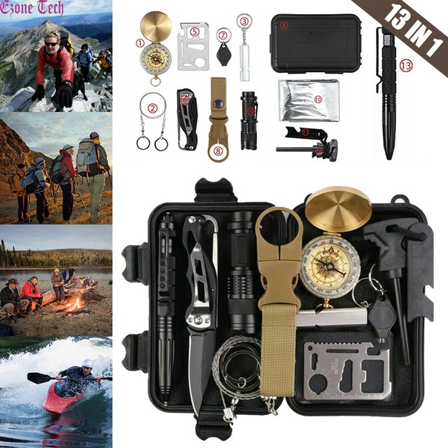 13 in 1 Survival Kit Tactical Gear Military Outdoor Camping Emergency