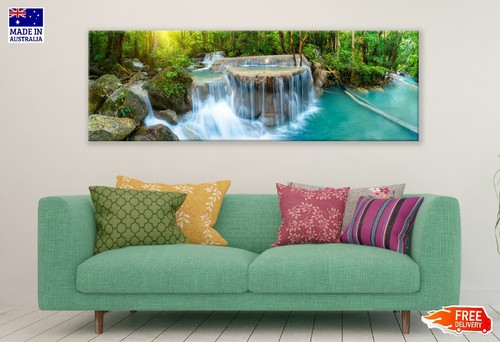 Panoramic Canvas Rocky Waterfall View High Quality 100% Australian Made Quality - Picture 2 of 3