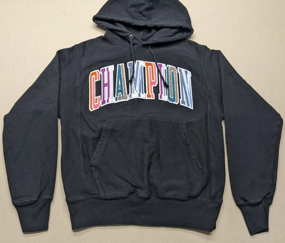Vintage Champion Big Spell Out Embroidered Reverse Weave Hoodie Sweatshirt Small