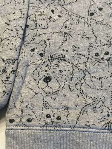 Hanna Andersson Dog Cat Gray Sweatshirt Girls Size 6-7 Cotton Crewneck - Picture 2 of 9