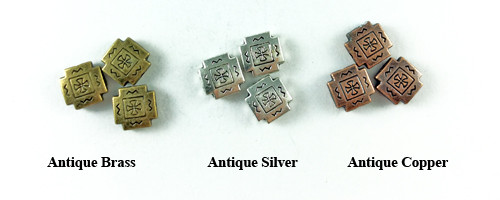 Antique Copper Brass Silver Lead Free 10mm Santa Fe Tile Square Pillow Beads Q40 - Picture 1 of 3