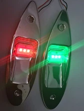 Marine Boat Navigation Pair LED Side Tear Drop Lights SS Vertical Mount 12V