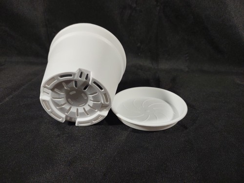 8x 4" White Plastic Flower Pots With Drip Trays Us Shipper 3.5" Tall - Picture 4 of 9
